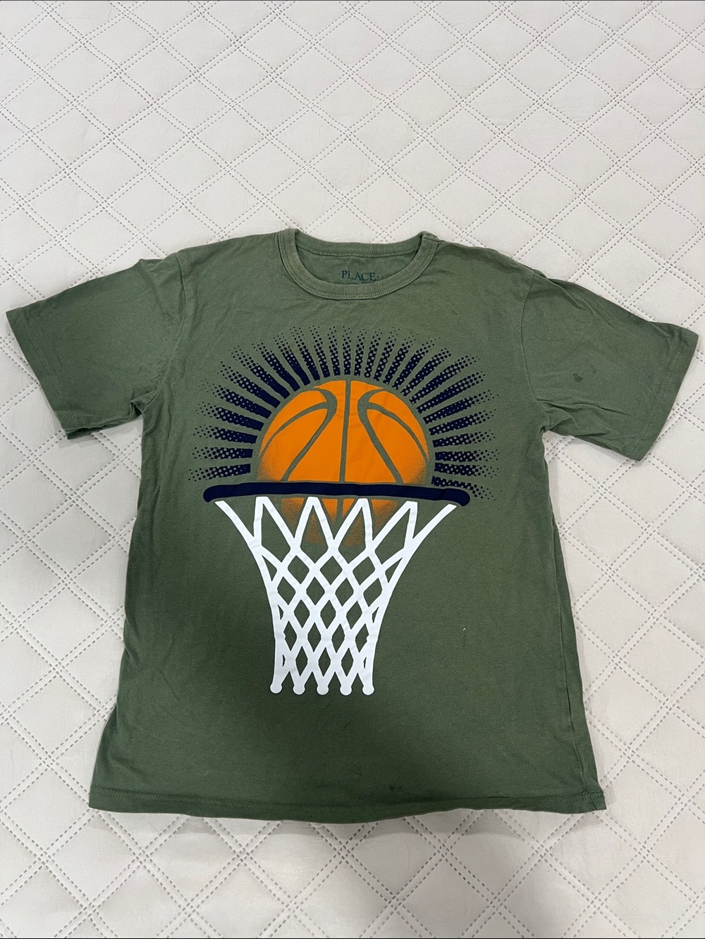 The Children's Place Olive Green Basketball Hoop Tee